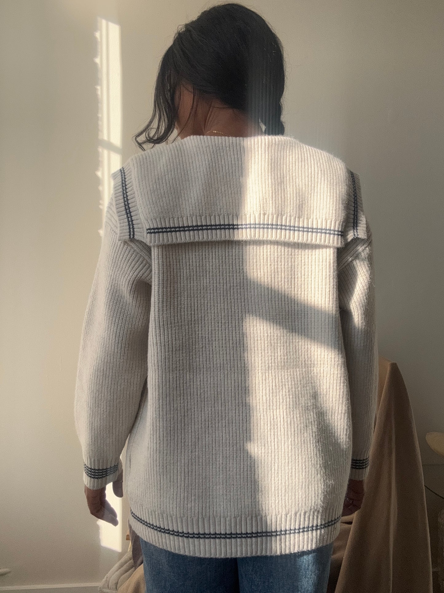 Caleb Nautical Knit Sweater In Taupe