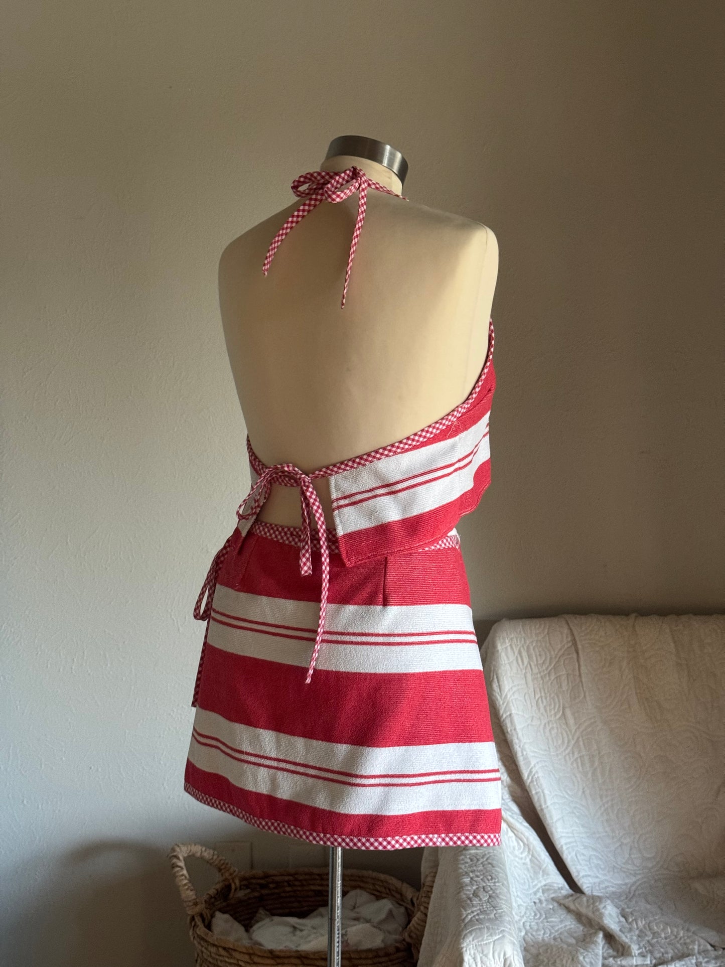 Brenda Handcrafted Vintage Towel Cropped Halter Top