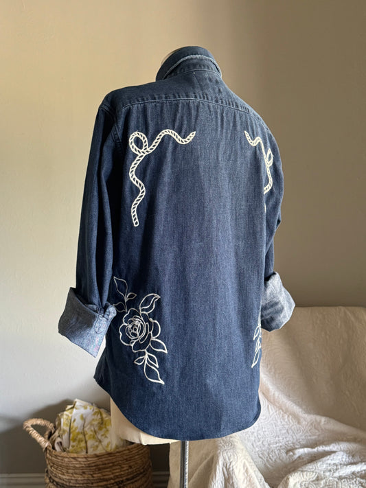 Lawrence Handcrafted Embroidered Cropped Button Down