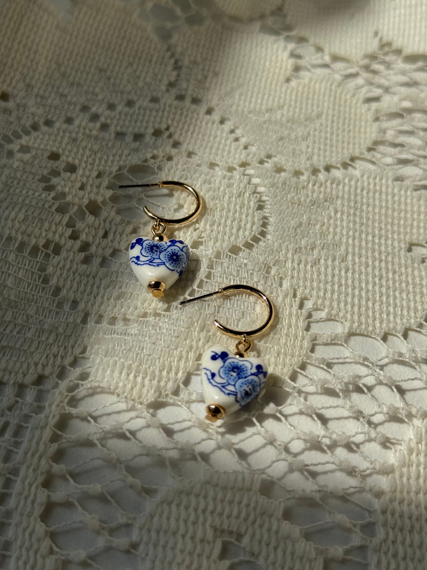 Chelsea China Glass Charm Drop Hoop Earring