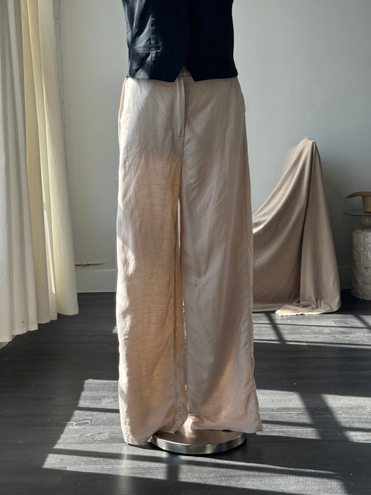 Sophie Cotton & Linen Relaxed Pants In Natural