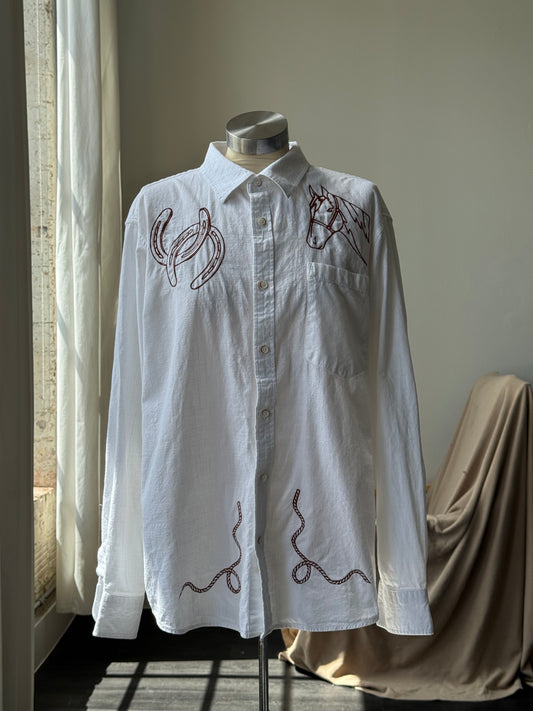 Jaxson Handcrafted Embroidered Cotton & Linen Button Down
