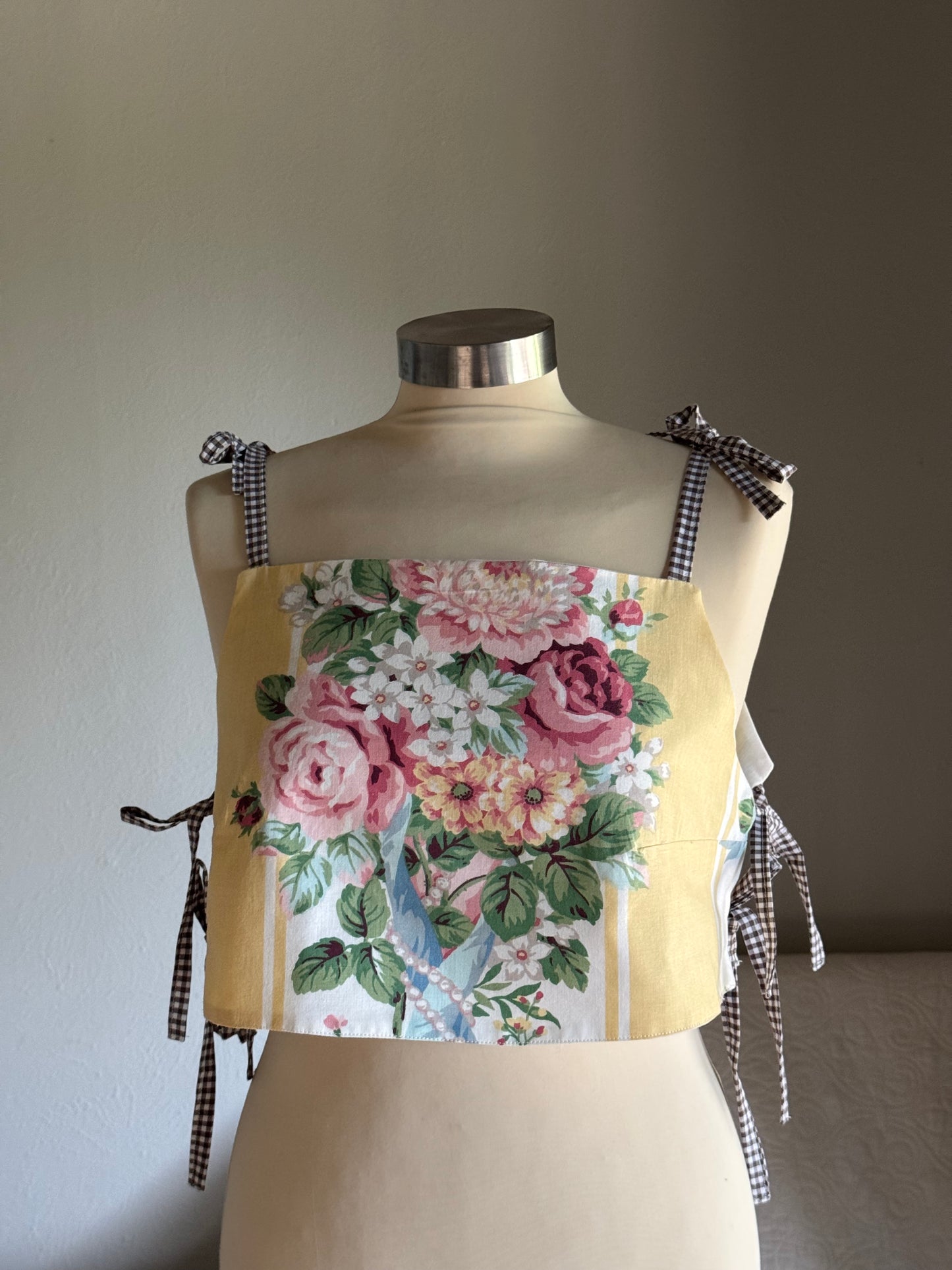 Katie Handcrafted Vintage Side Tie Crop Top