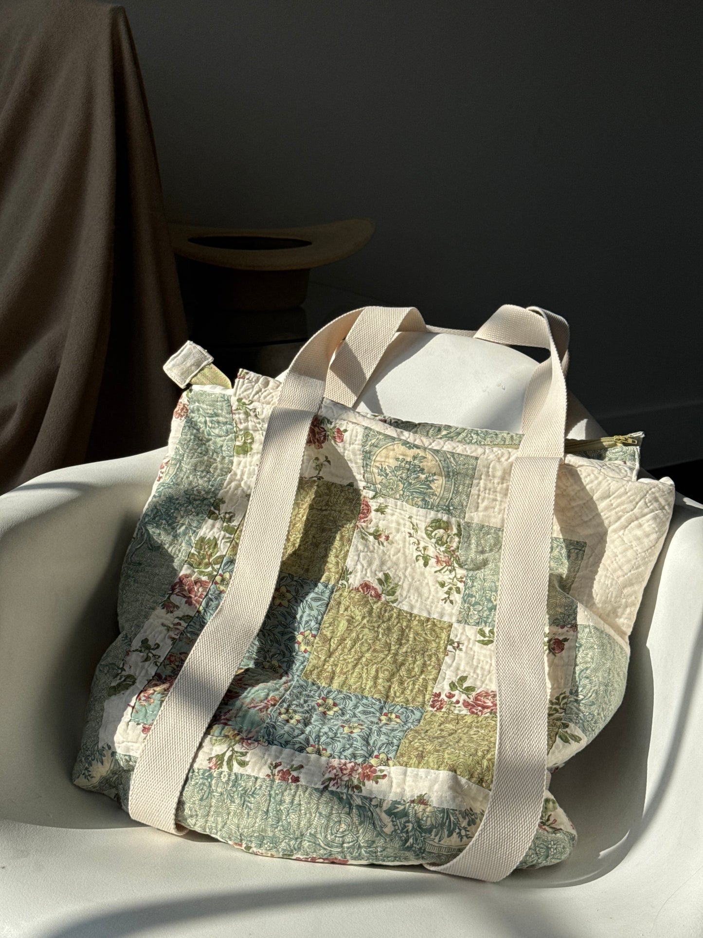 Magnus Quilted Handcrafted Cotton Tote Hat Holder Bag