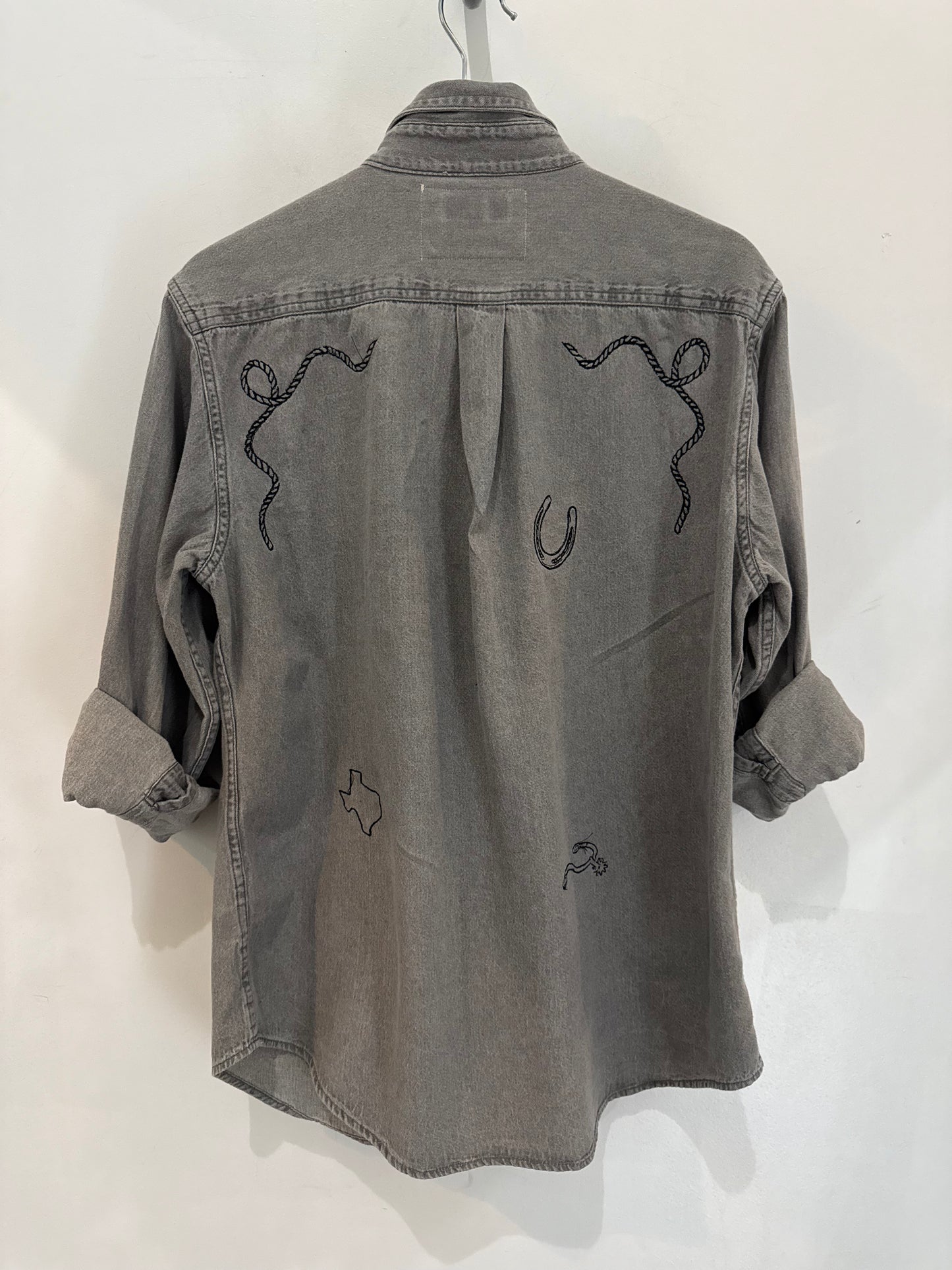 Jaxson Handcrafted Embroidered Button Down Long Sleeve Denim Shirt