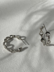 Kayla Classic Link Hoop Earring In Silver
