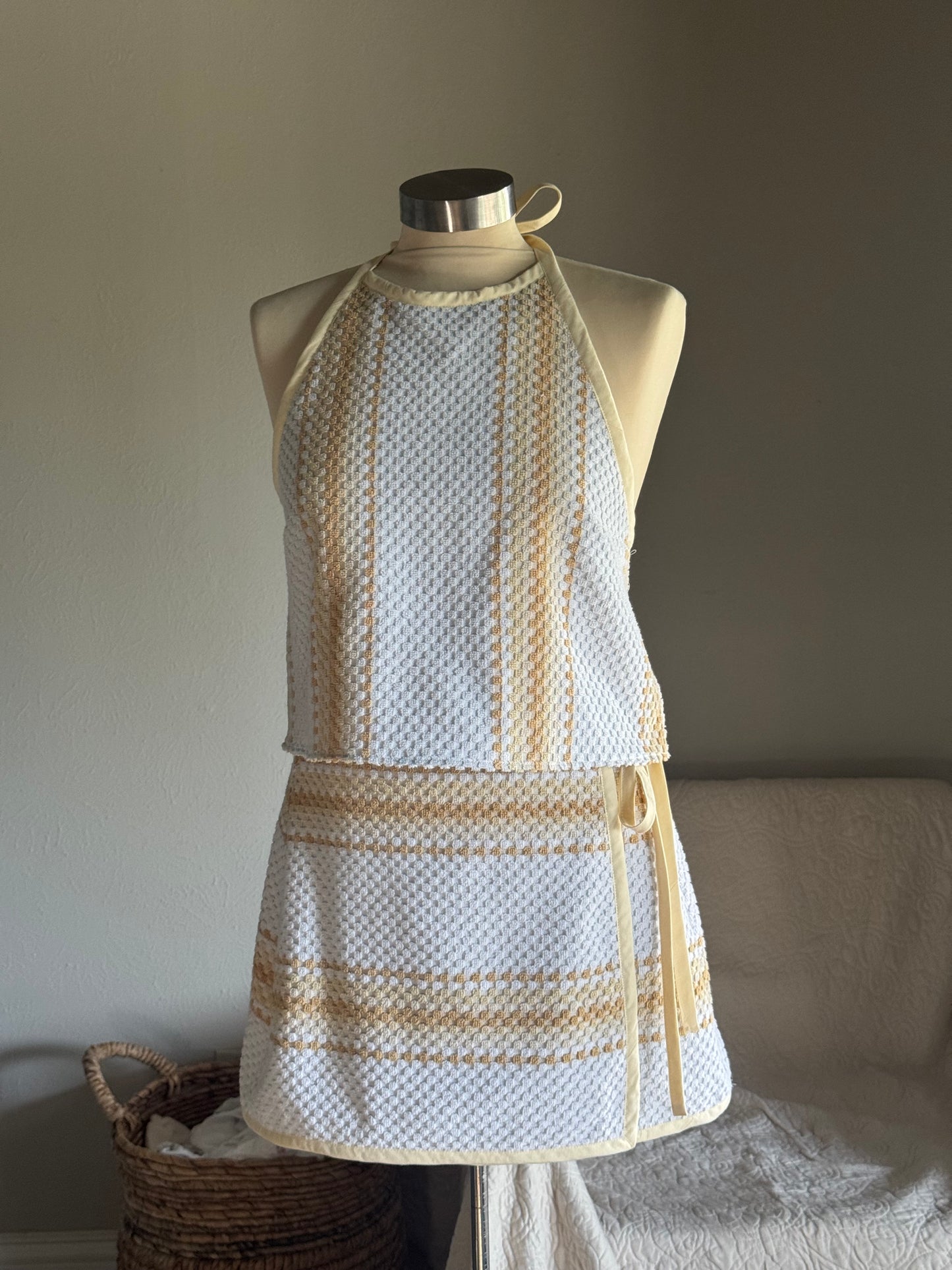 Delaney Handcrafted Towel Wrap Skirt In Vanilla