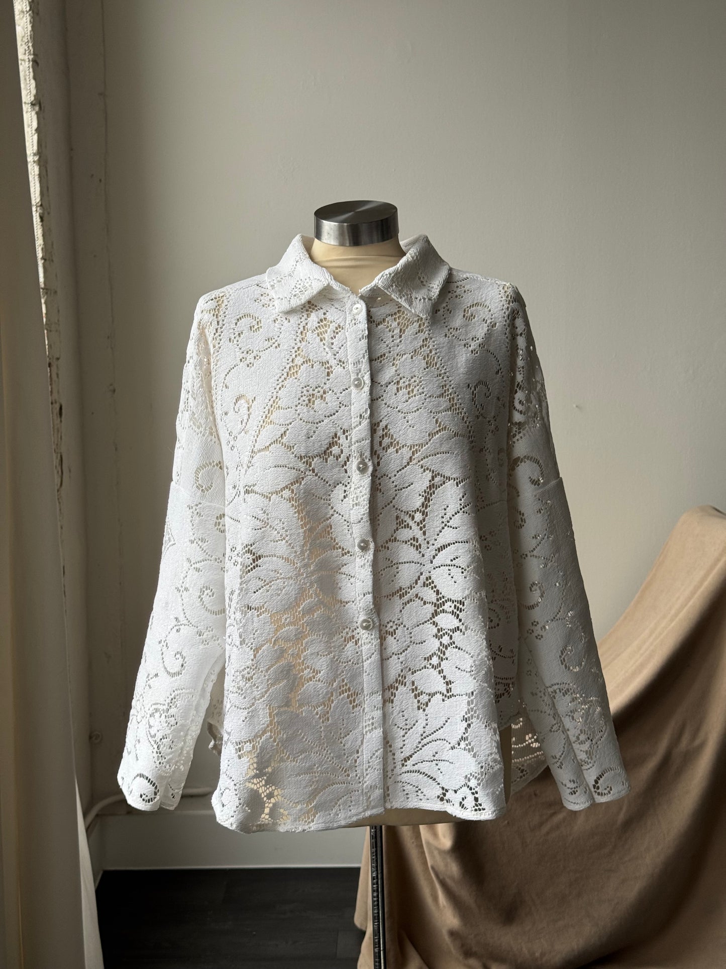 Ladell Handcrafted Vintage Shacket In Milk