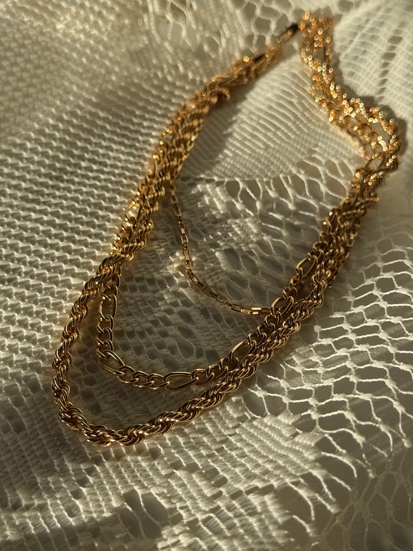 Teresa Classic Rope Chain Link Layered Necklace In Gold