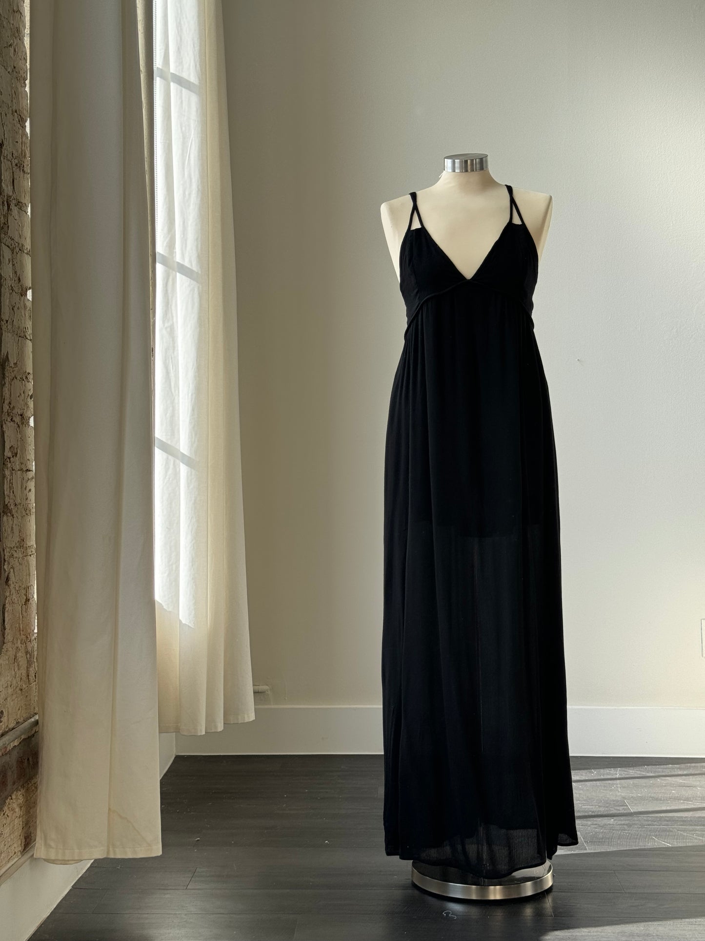 black pocket maxi dress Linen Pocket Maxi Dress