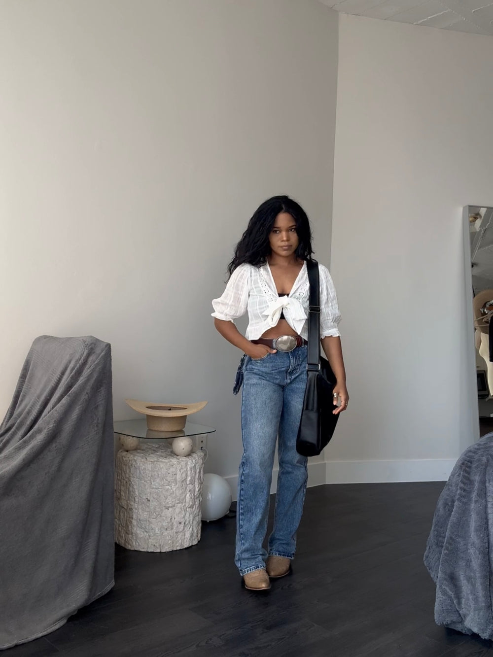 Sadie High Rise Classic Straight Leg Jeans In Vintage Dark Denim