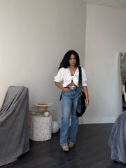 Sadie High Rise Classic Straight Leg Jeans In Vintage Dark Denim