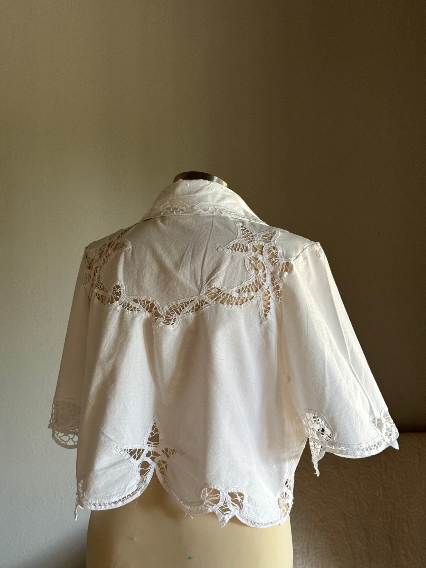 Judy Handcrafted Vintage Crop Tie Top