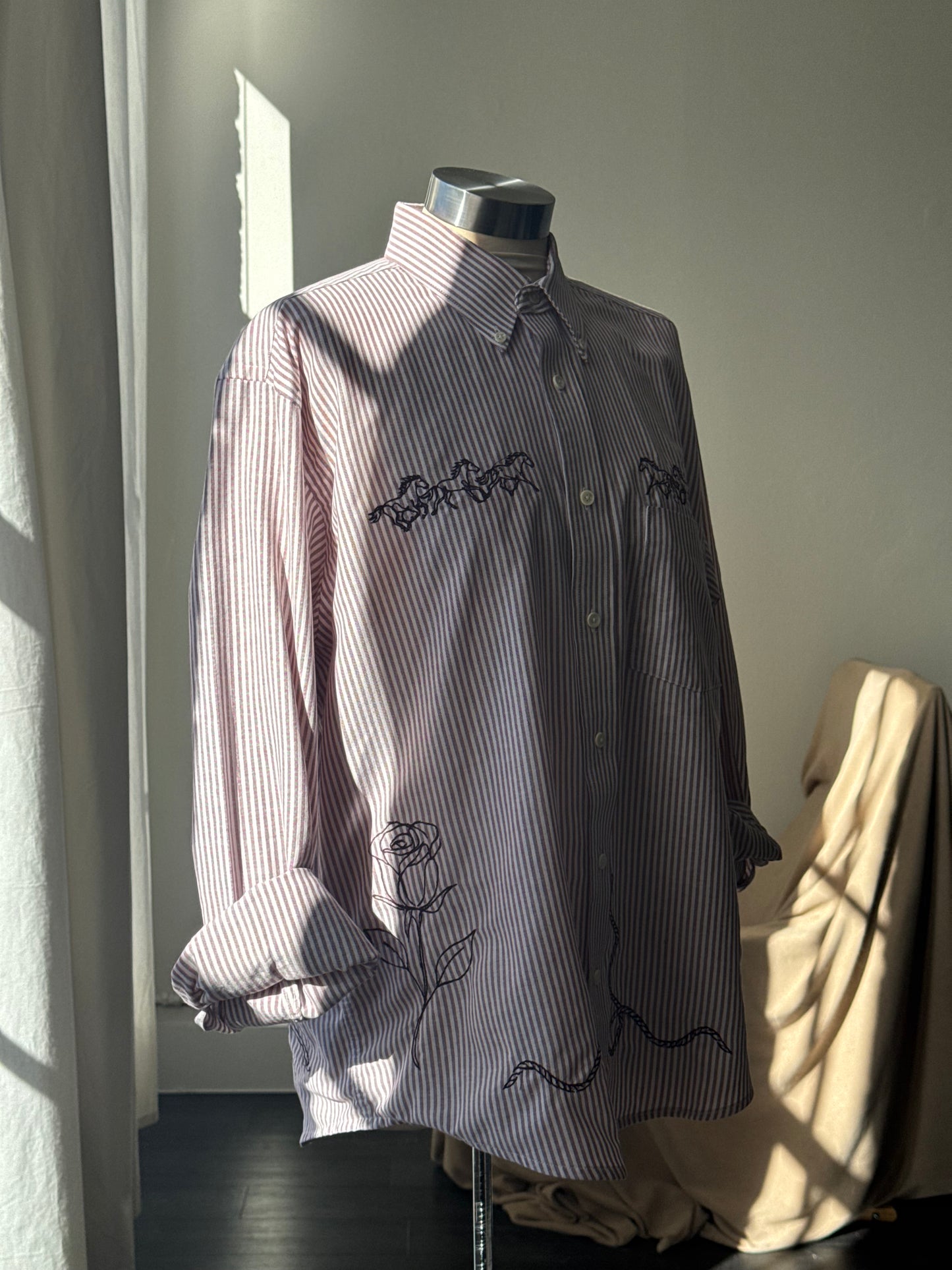 Jaxson Handcrafted Embroidered Striped Button Down