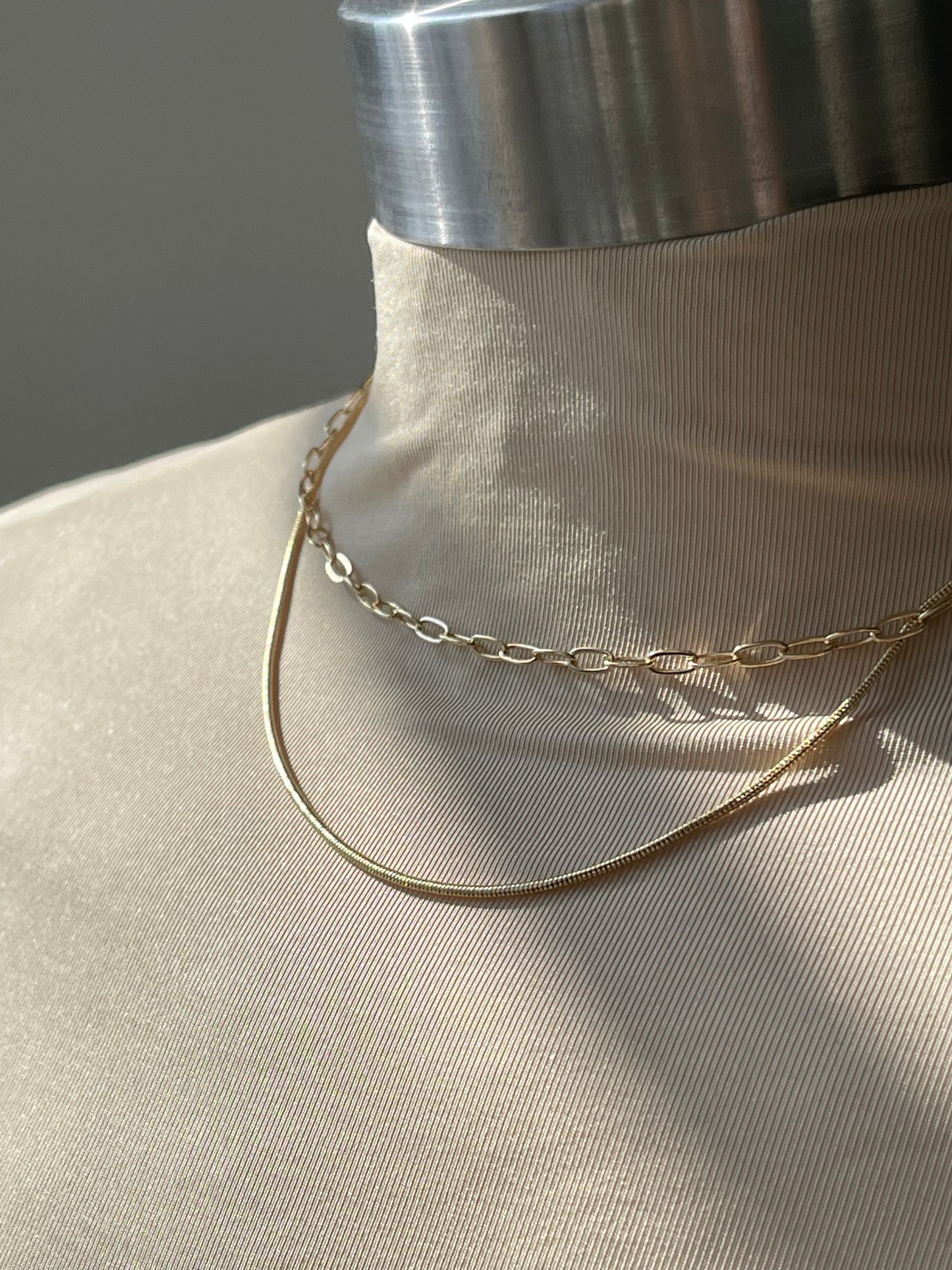 Modern Rope & Link Layered Necklace In Gold