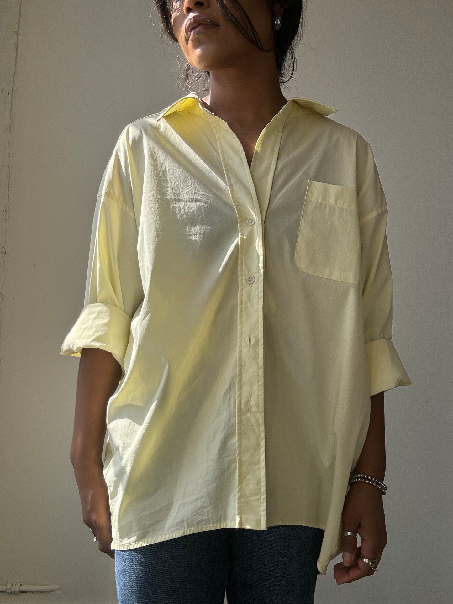 Thomas Cotton Button Down Shirt In Banana