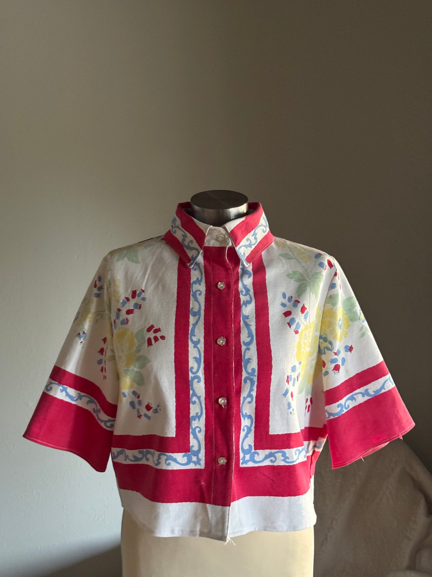 Judy Handcrafted Vintage Cropped Button Down