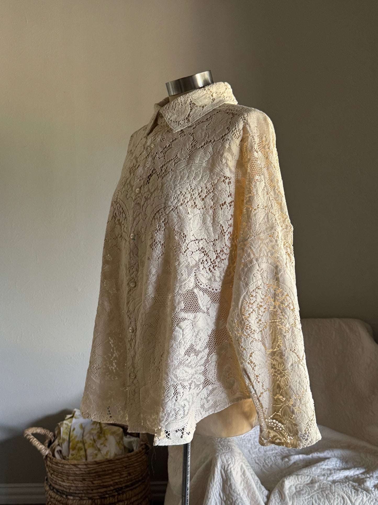 Ladell Handcrafted Vintage Shacket In Vanilla