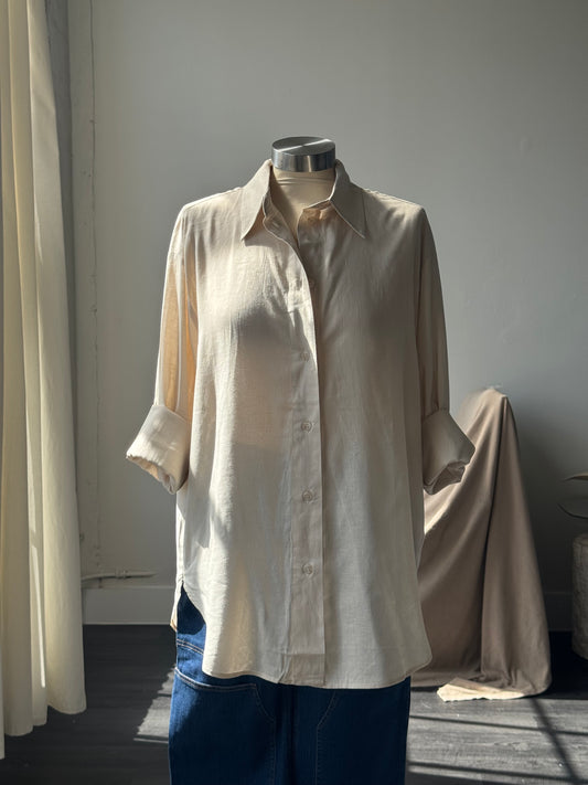 Kinsley Linen Button Down In Natural