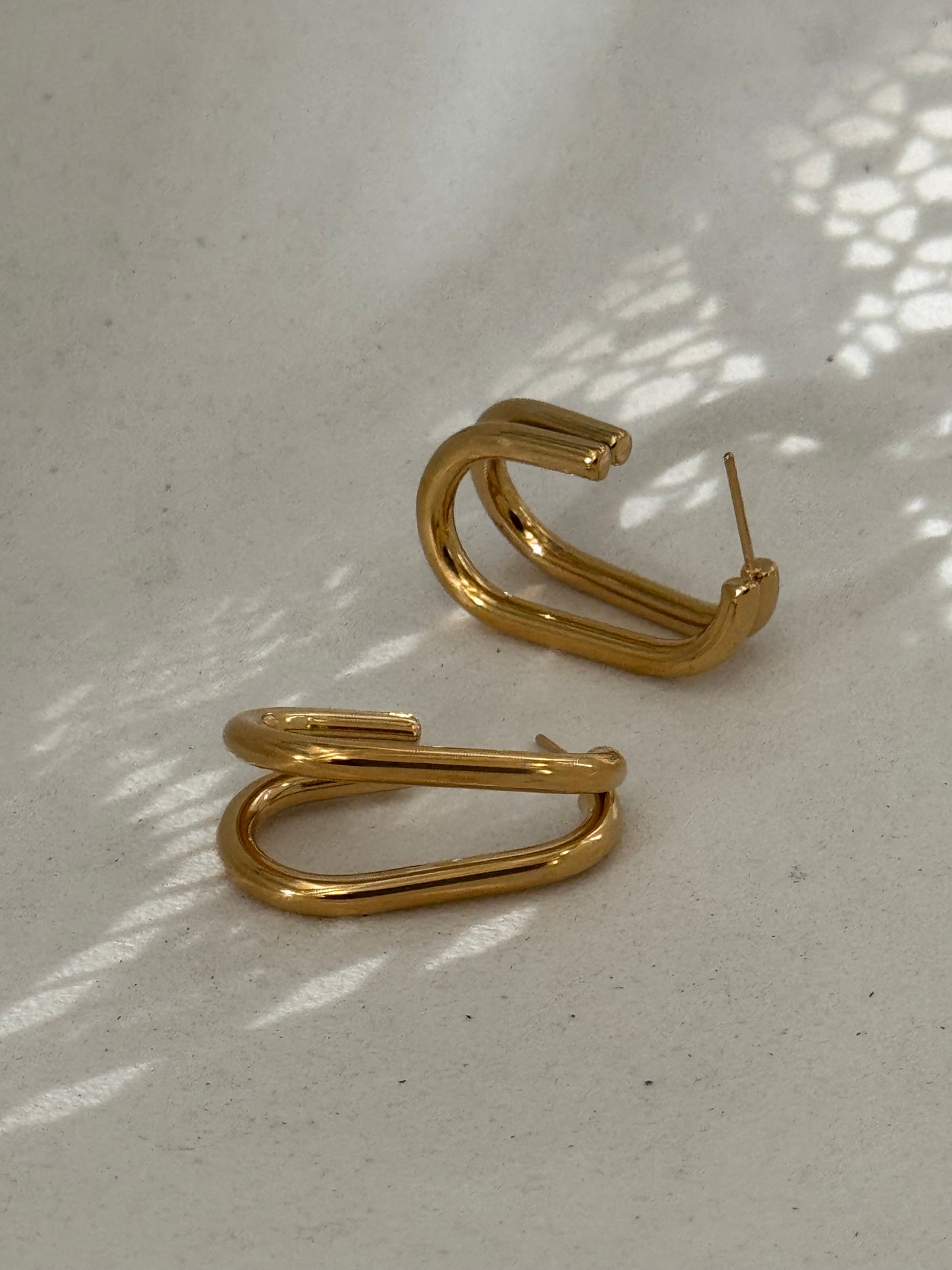 Sylvia 18k Stainless Steel Waterproof Classic Double Hoop Earring In Gold
