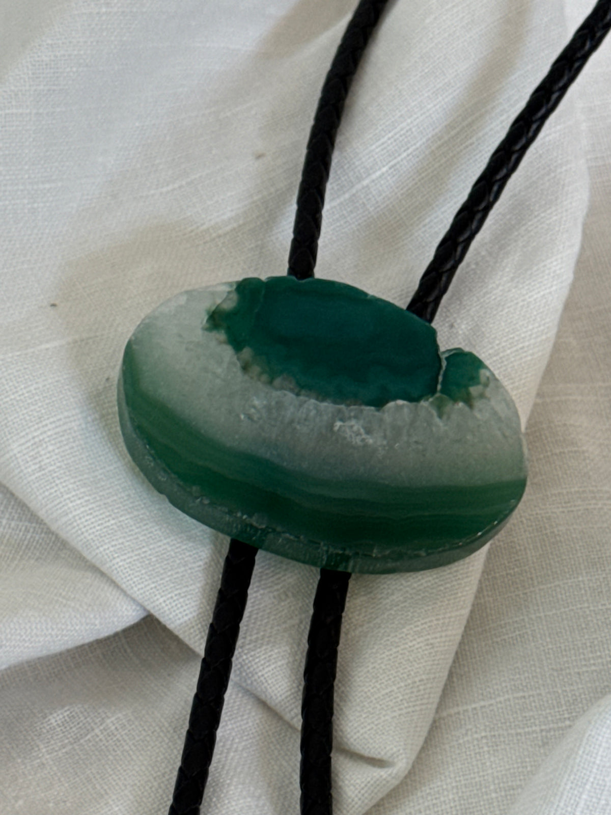 Handcrafted Agate Bolo Tie In Sea Melon