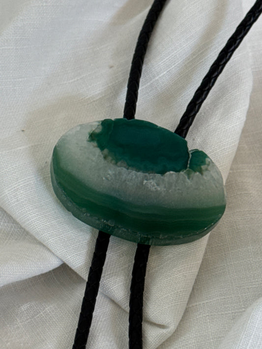 Handcrafted Agate Bolo Tie In Sea Melon