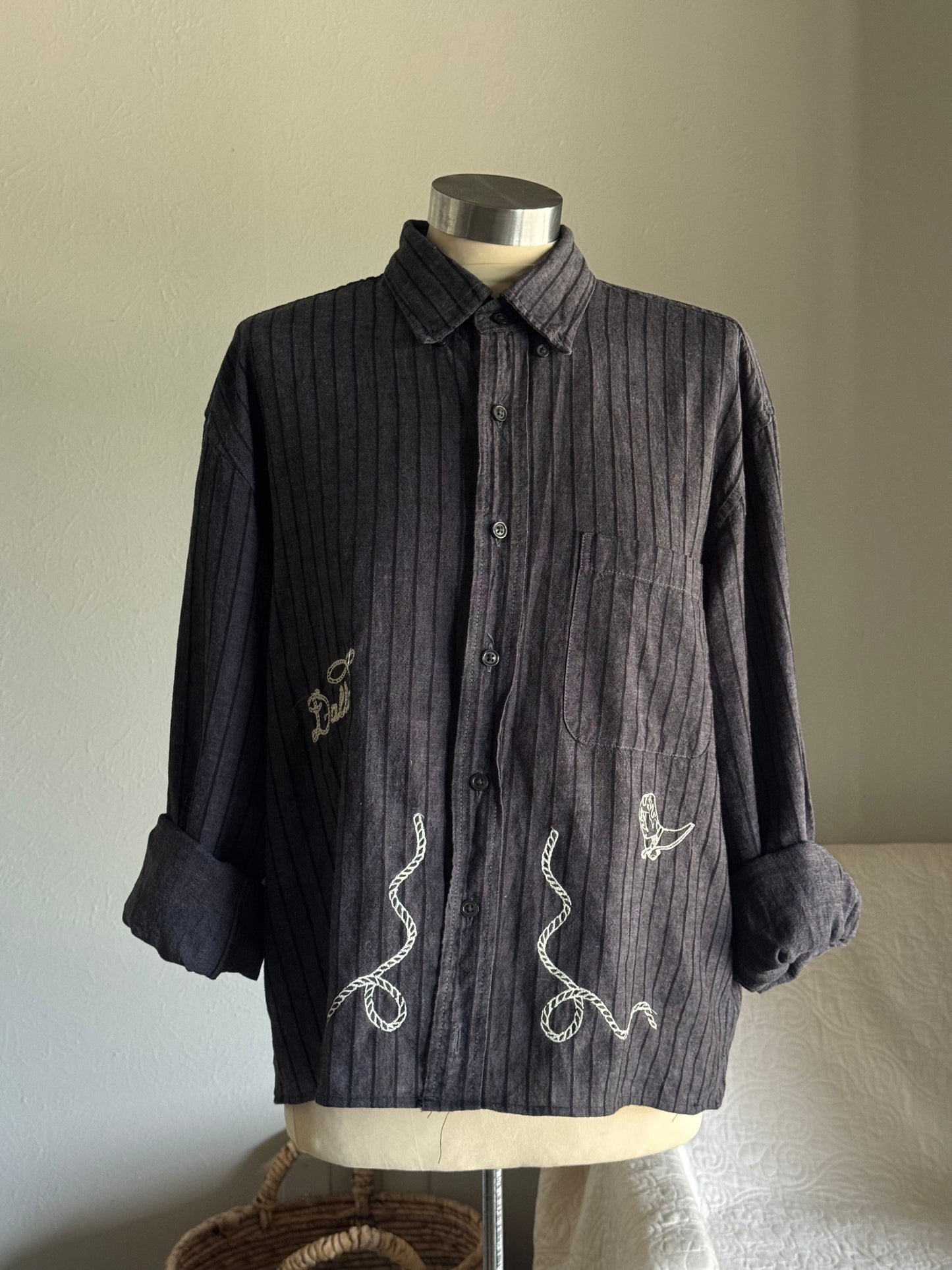 Lawrence Handcrafted Embroidered Striped Button Down