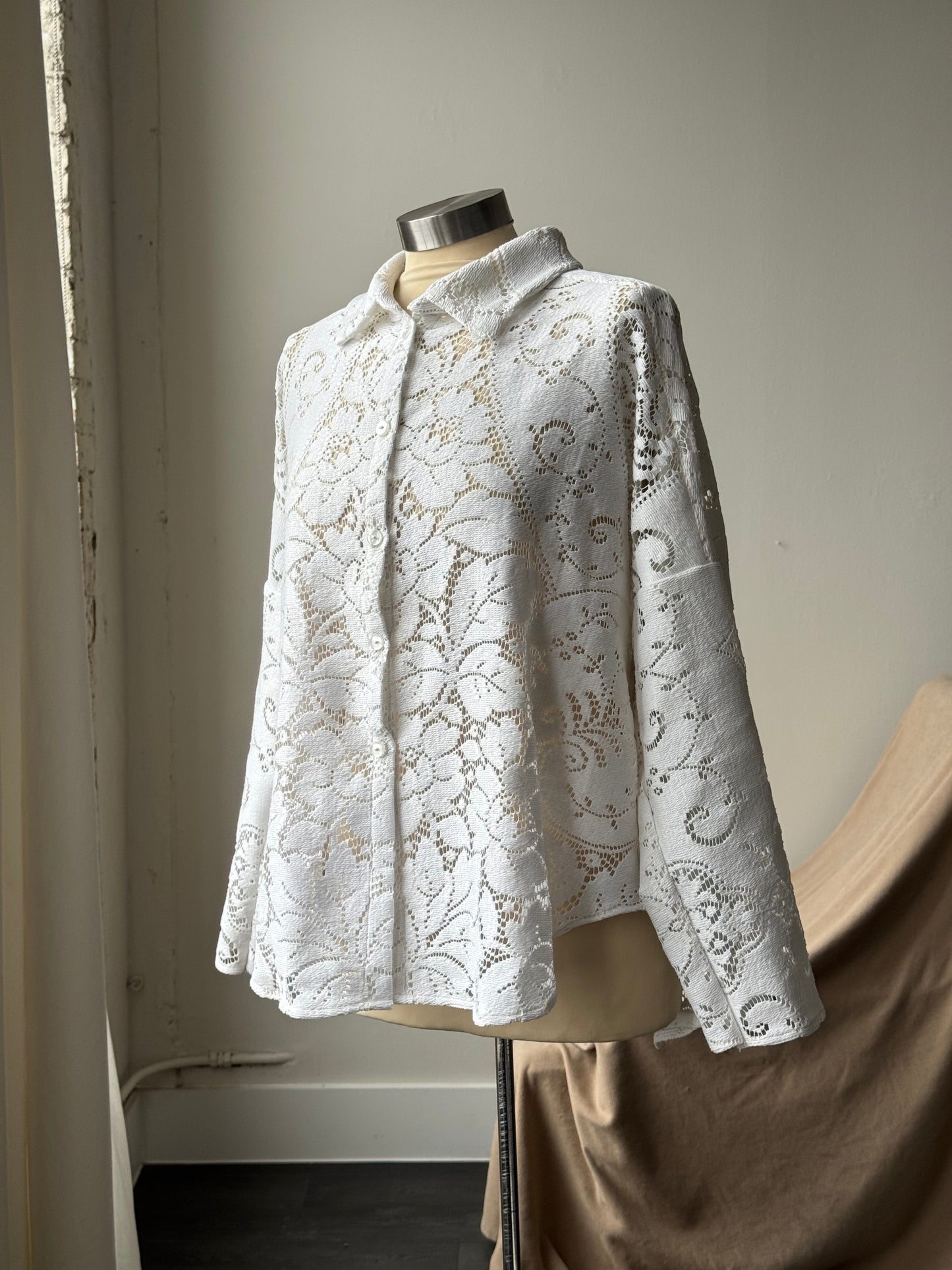 Ladell Handcrafted Vintage Shacket In Milk