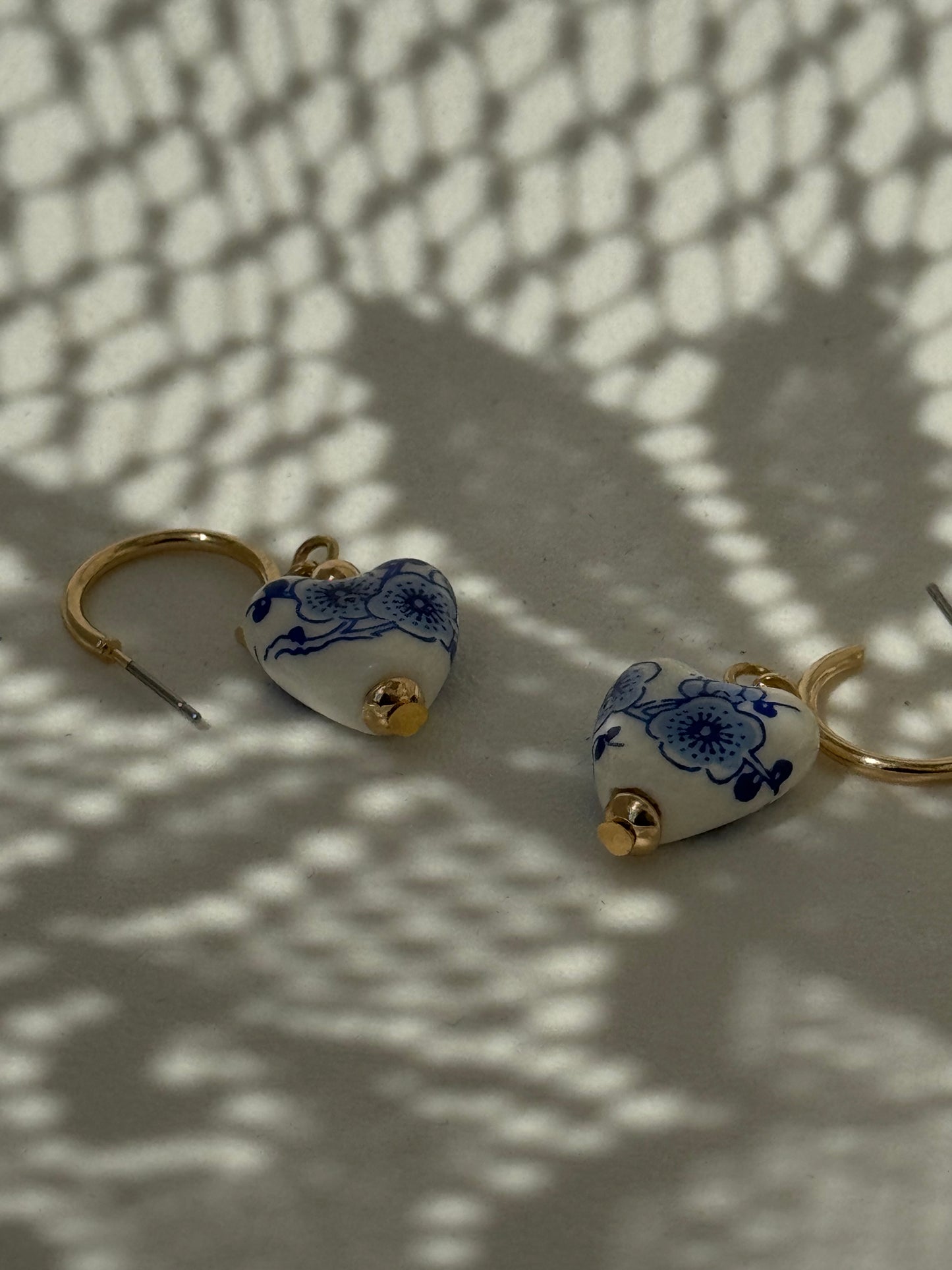 Chelsea China Glass Charm Drop Hoop Earring