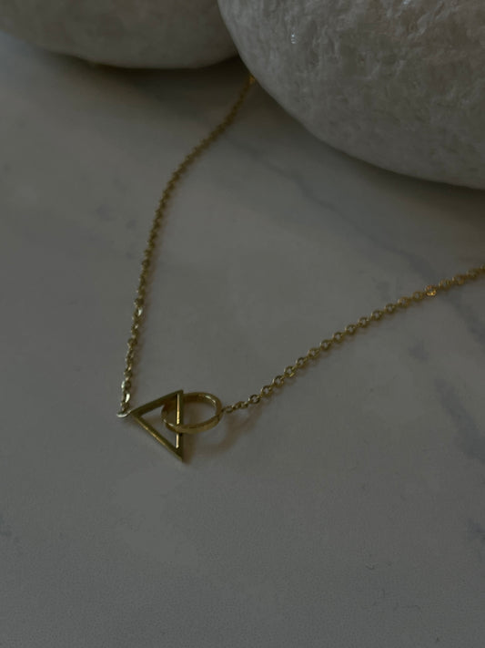 Troy Stainless Steal Infinity Triangle & Circle Link Mini Necklace In Gold
