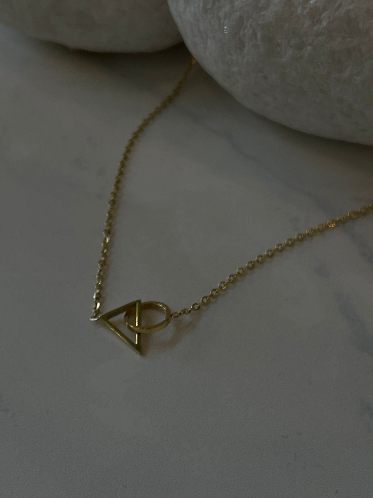 Troy Stainless Steel Infinity Triangle & Circle Link Mini Necklace In Gold