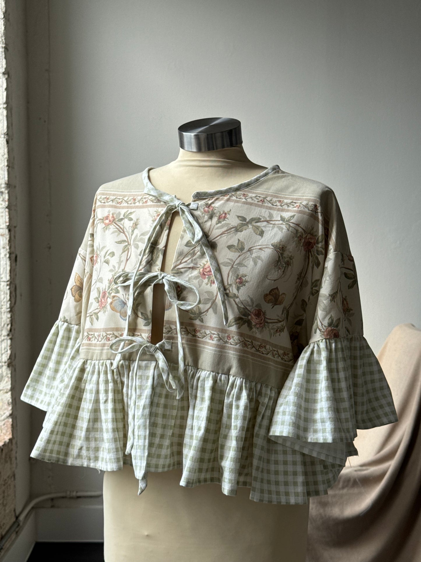 Joycie Vintage Handcrafted Gingham Ruffle Top