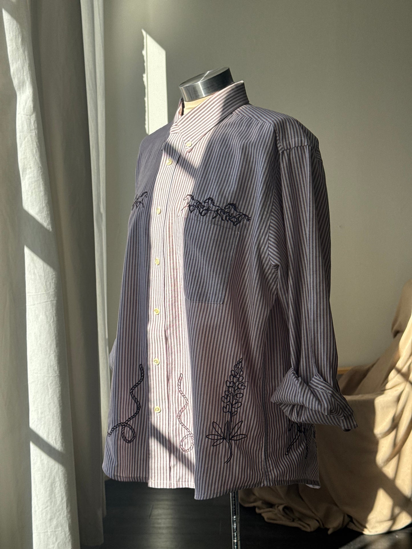 Jaxson Handcrafted Embroidered Striped Button Down