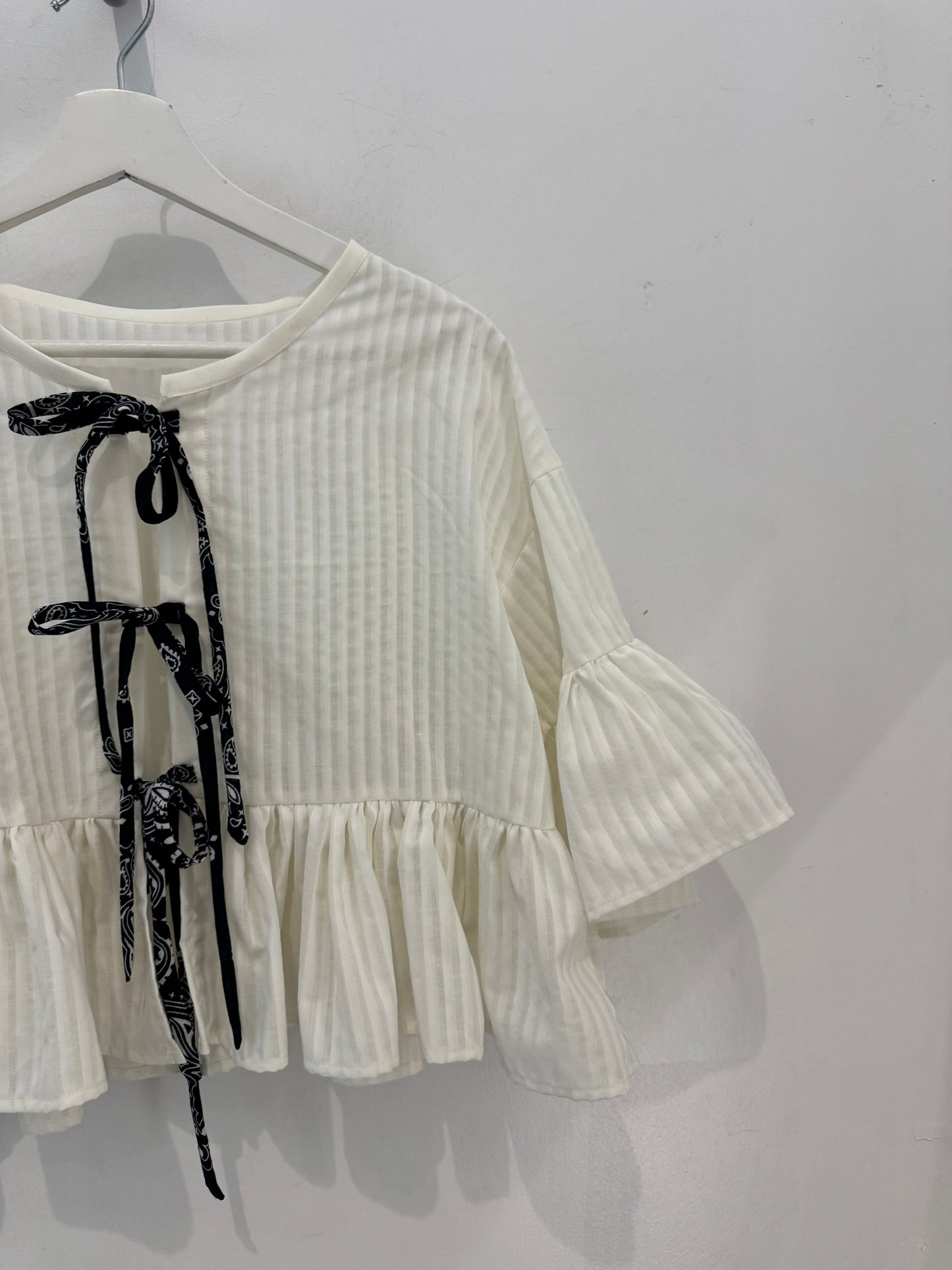 Joycie Vintage Handcrafted Ruffle Top Cream