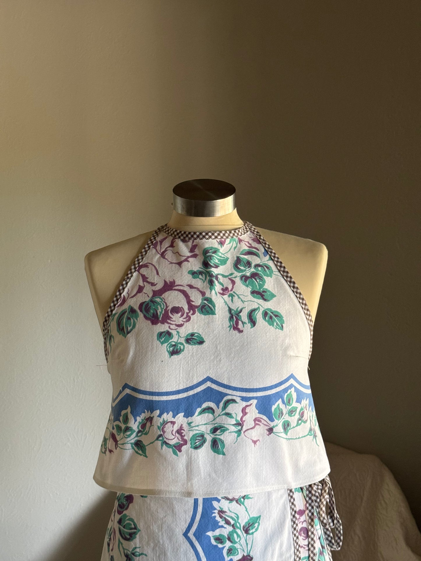Brenda Handcrafted Vintage Cropped Halter Top