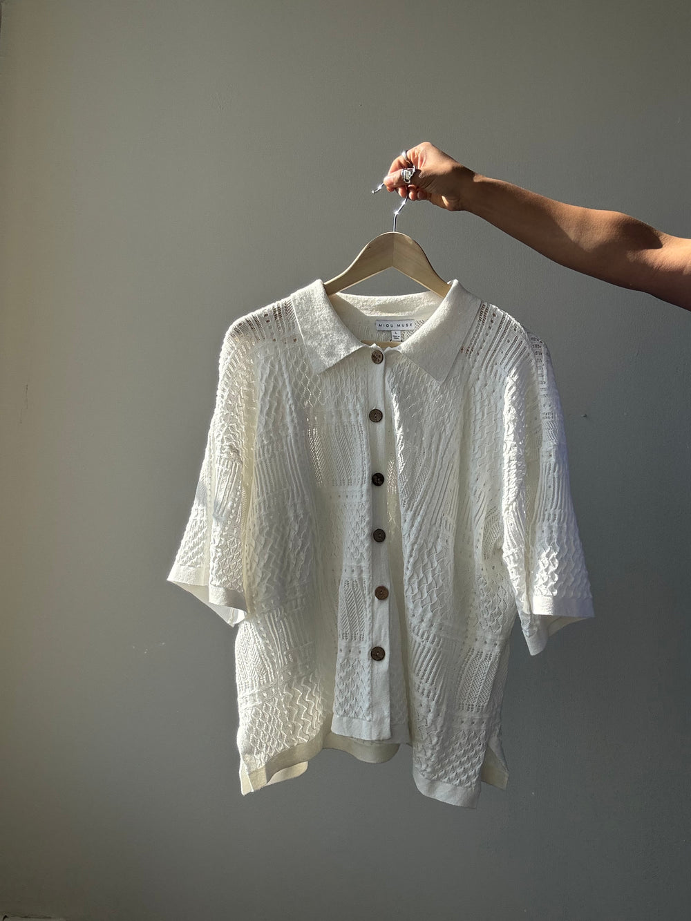 Magnus Cotton Short Sleeve Button Down In White