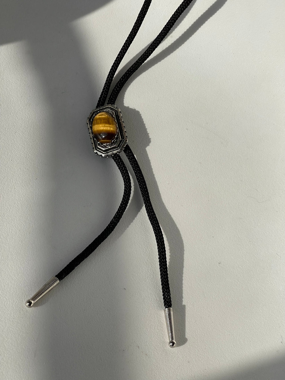 Tiger Eye Handmade Black Cord Bolo