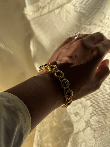 Sophie Classic Ebony Stone Bracelet In Gold