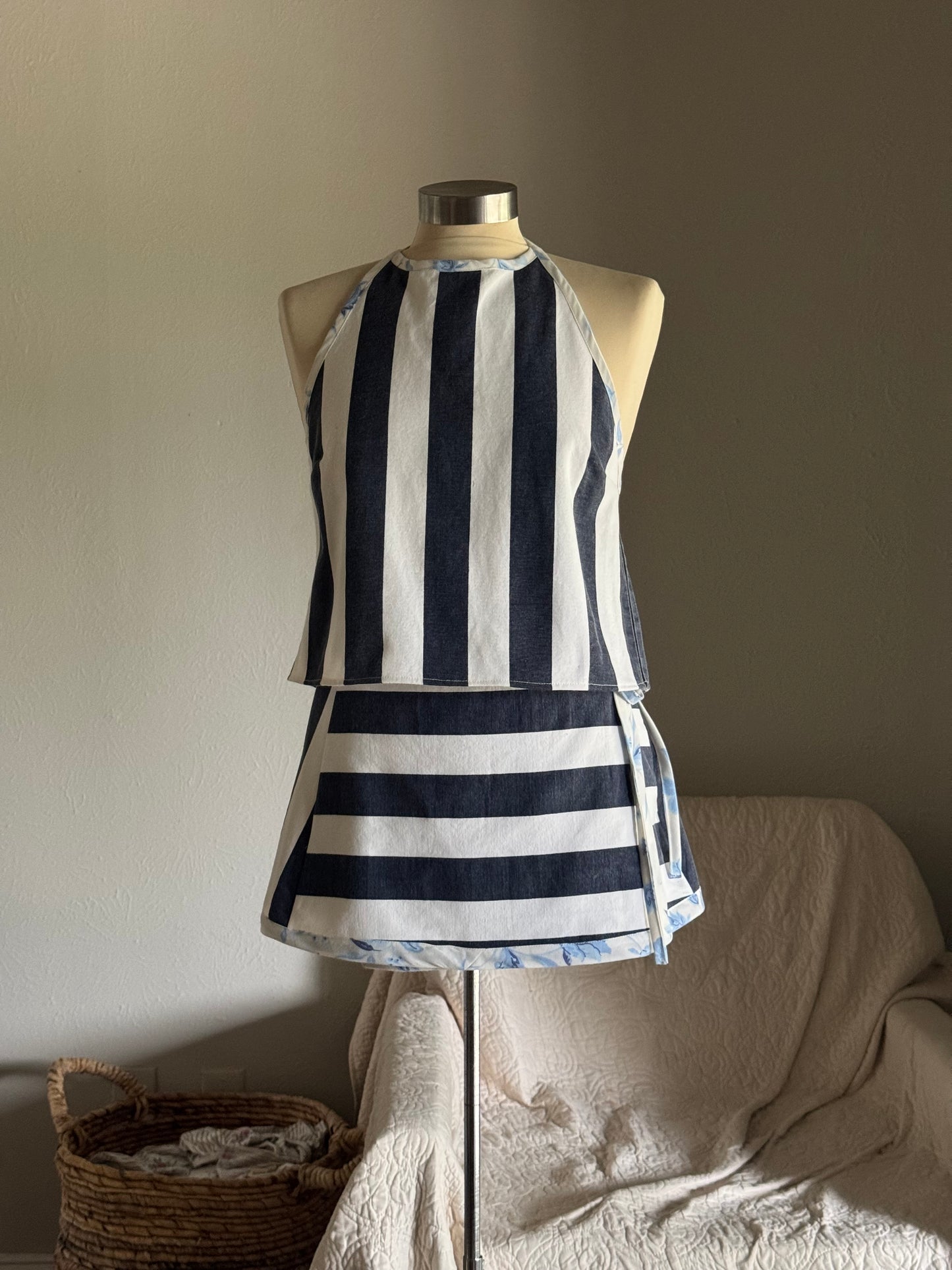 Brenda Handcrafted Halter Top In Bold Stripes