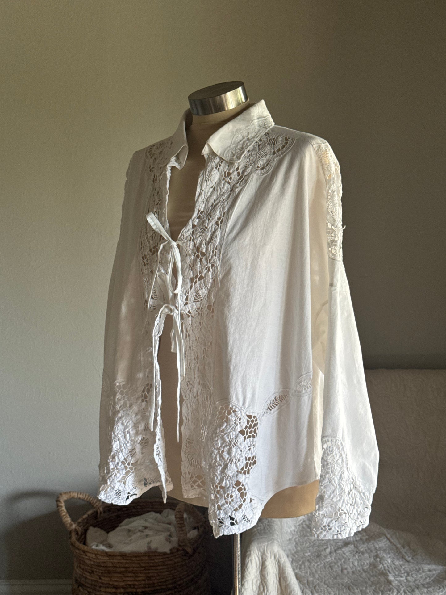 Ladell Handcrafted Vintage Tie Front Shacket