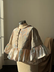 Joycie Handcrafted Vintage Button Down Ruffle Top