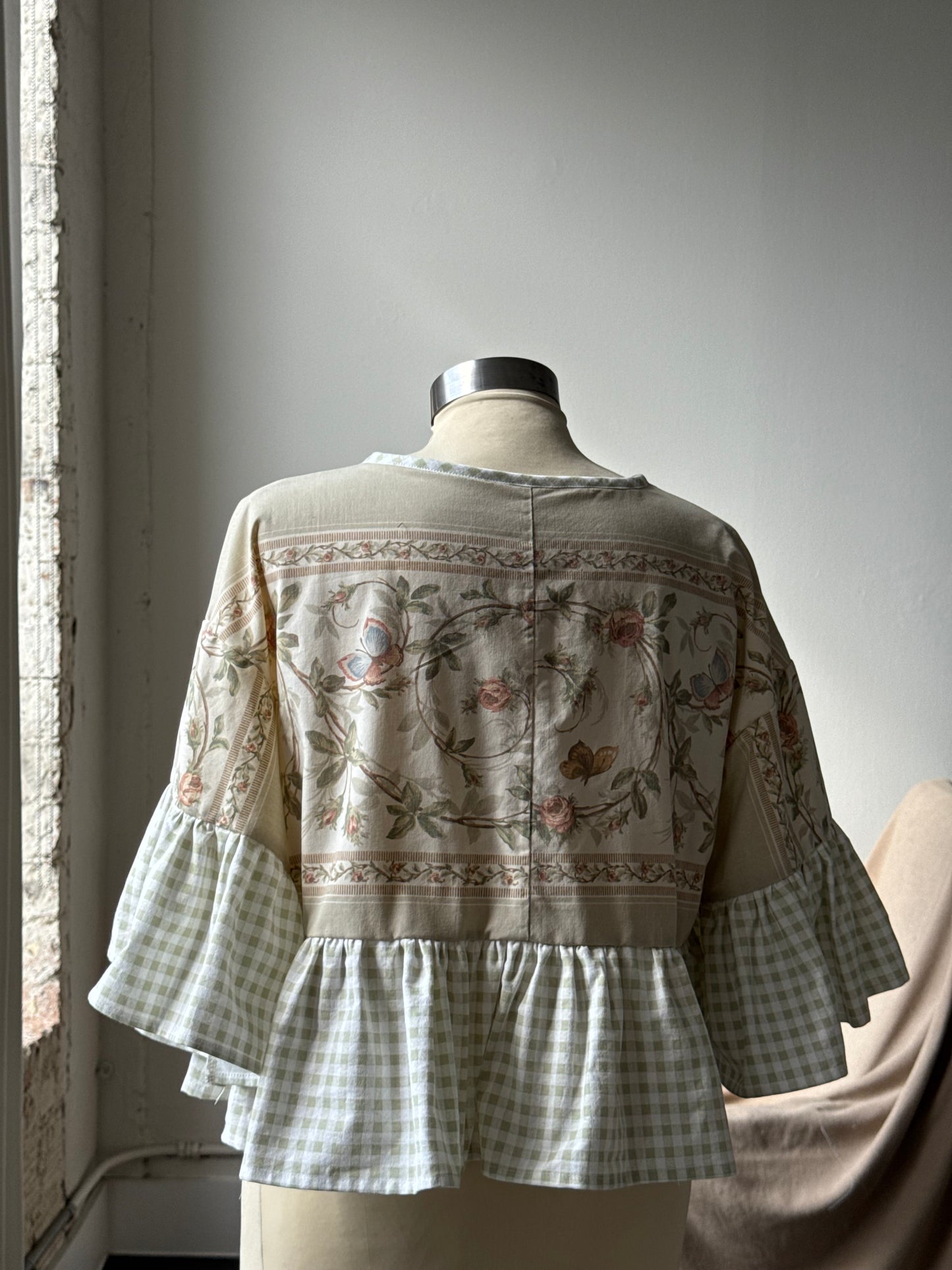 Joycie Vintage Handcrafted Gingham Ruffle Top
