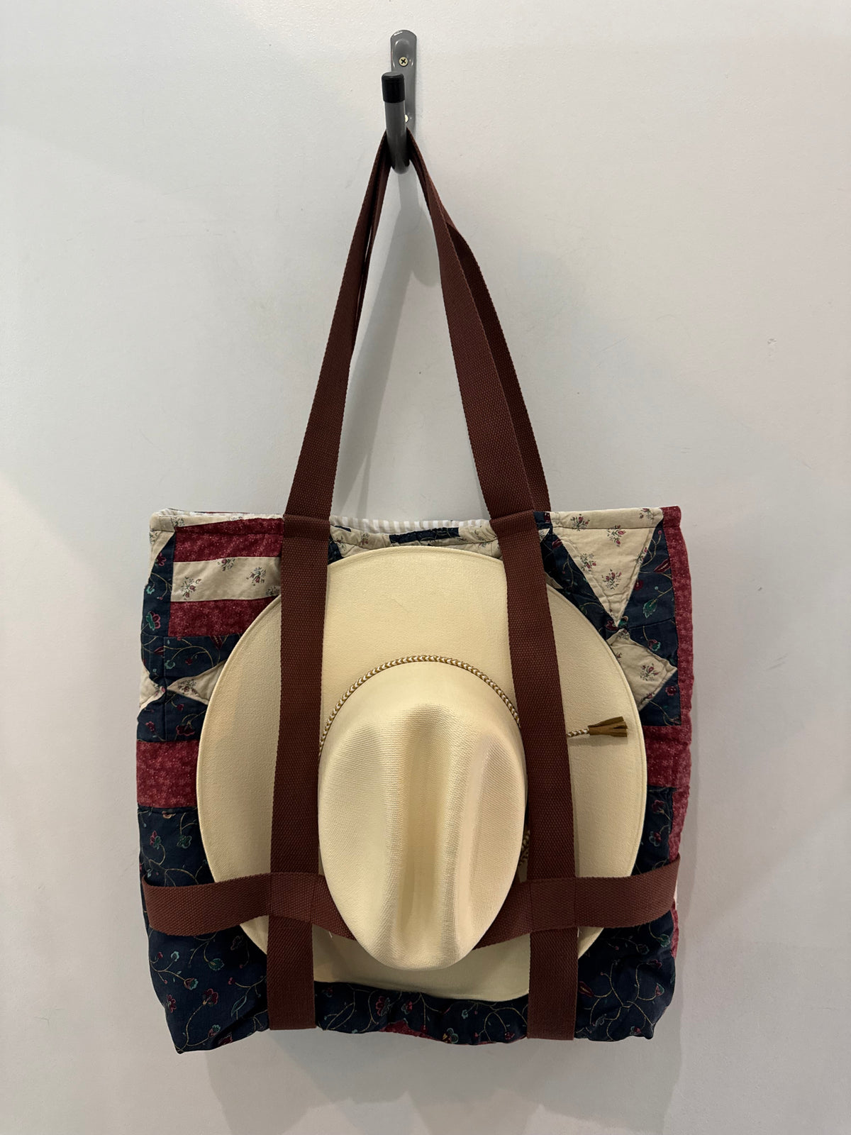 Haselden Handcrafted Vintage Quilted Hat Holder Tote Bag