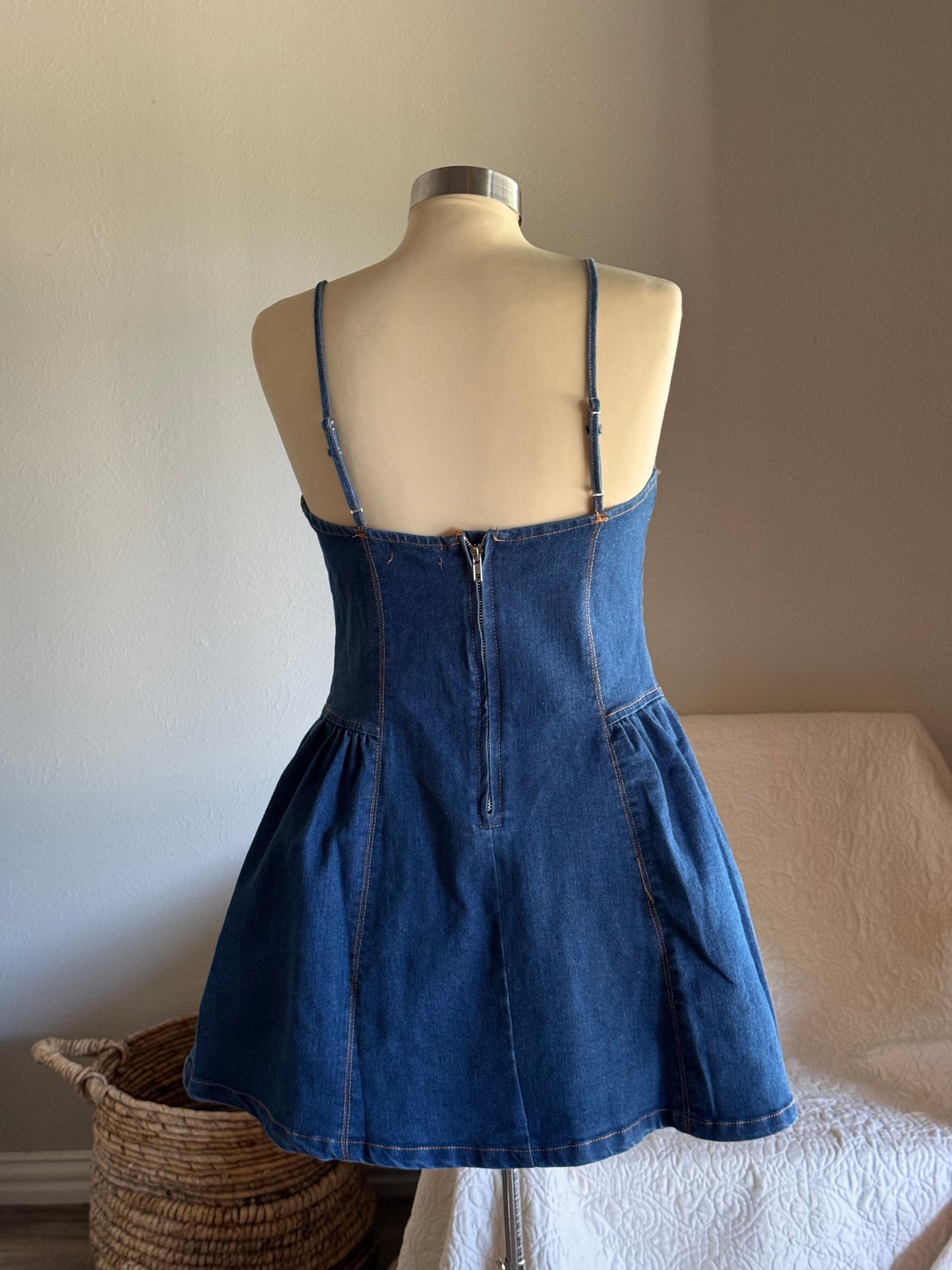Savanna Classic Cotton Denim Dress In Deep Indigo