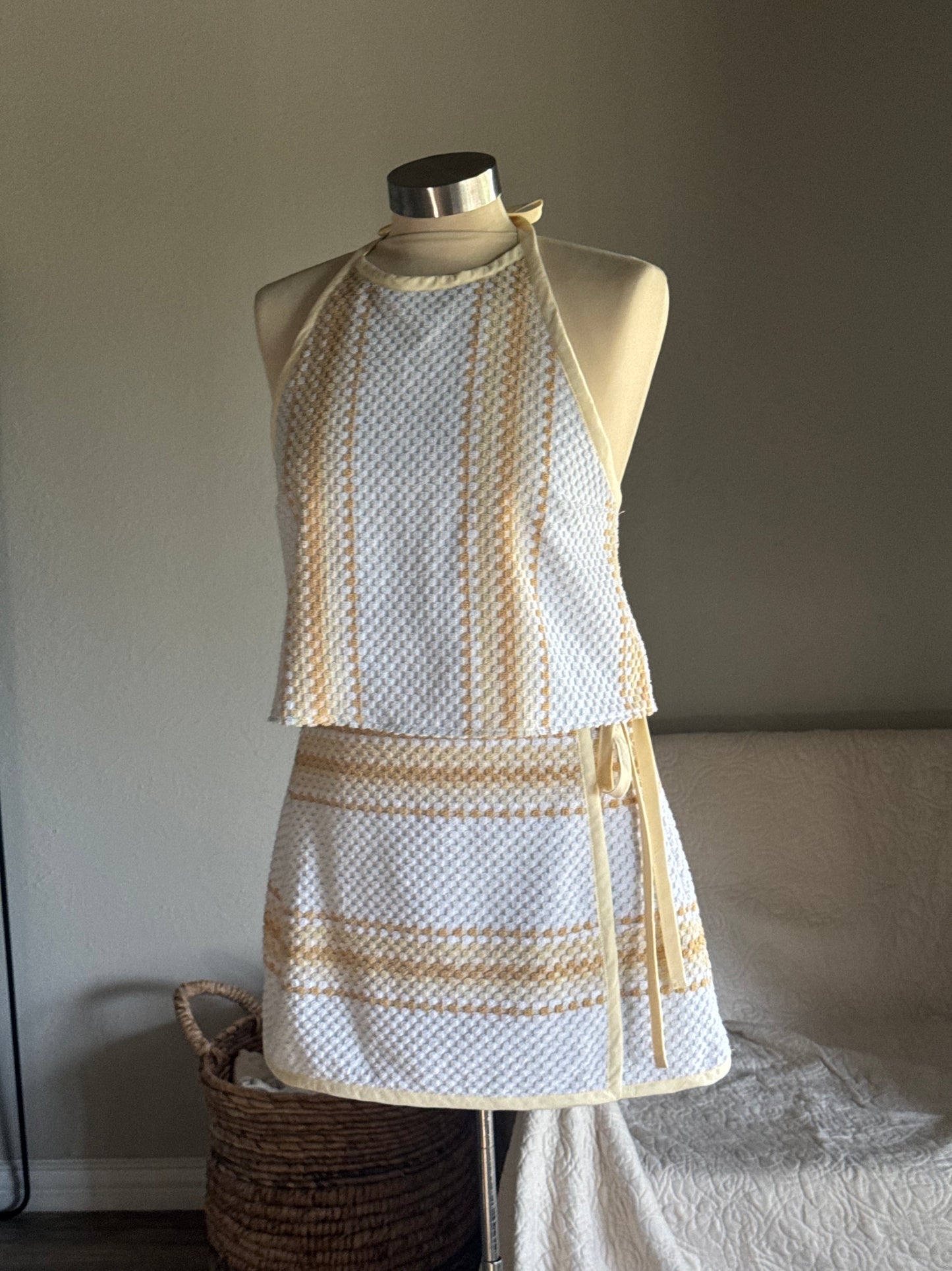 Brenda Handcrafted Halter Towel Top In Vanilla