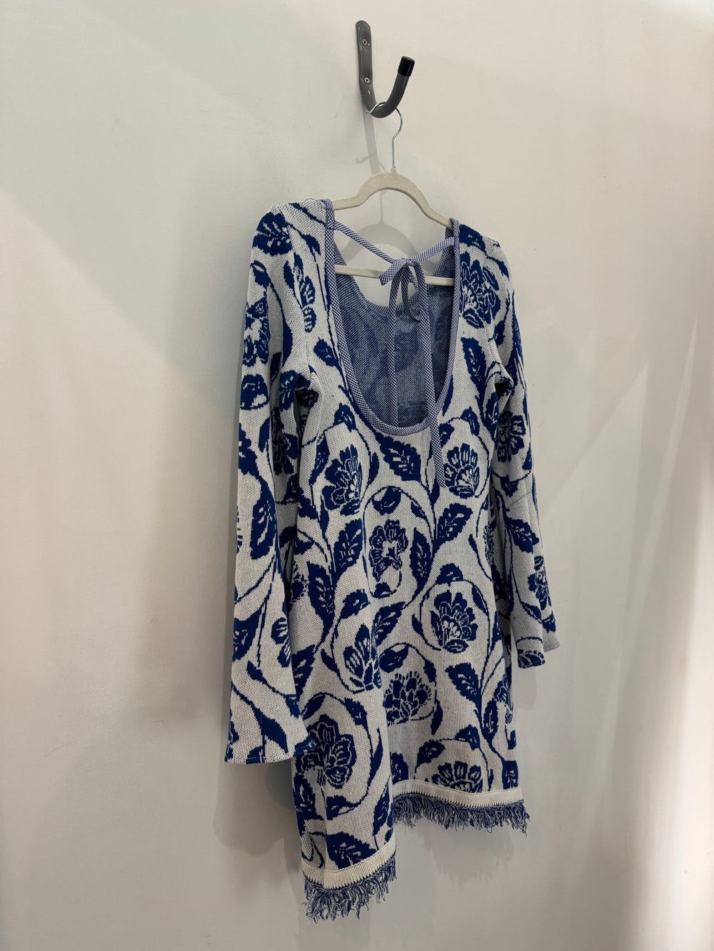 Katherine Handcrafted Open Back Long Sleeve Sweater Dress