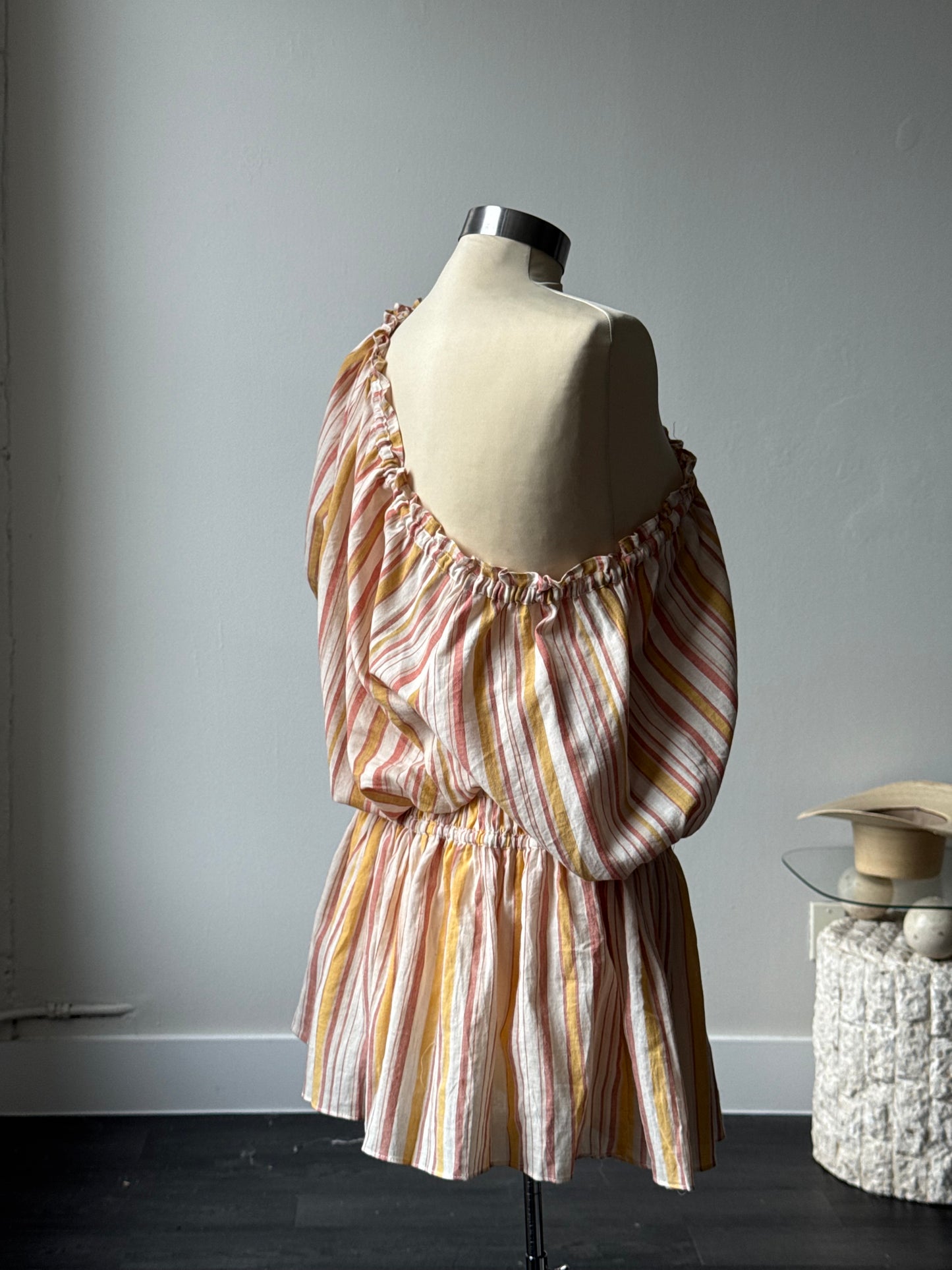 Amber Cotton Striped & Rouge Drop Waste Skort In Melon