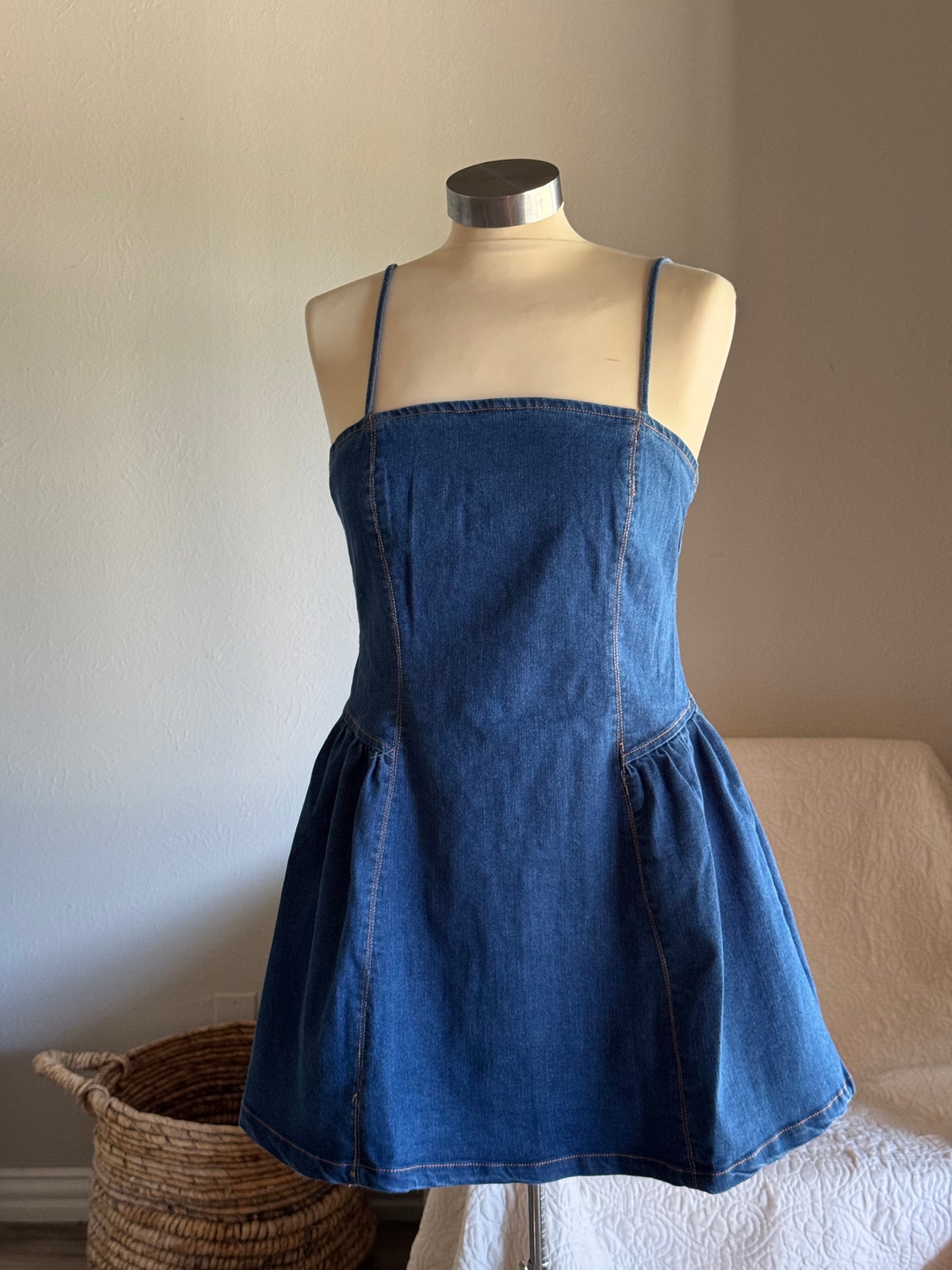 Savanna Classic Cotton Denim Dress In Deep Indigo