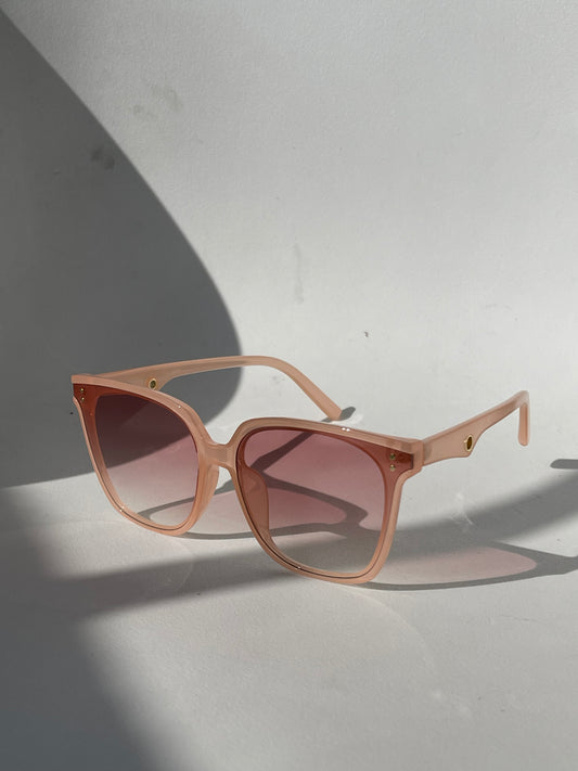 Susan 70s Style Double Stud Sunglasses In Pink
