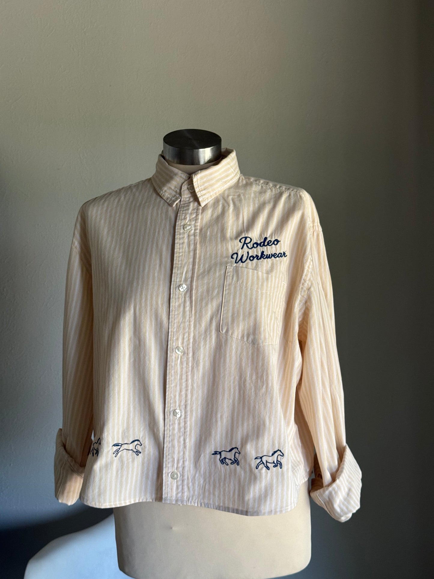 Lawrence Handcrafted Cropped Cotton Button Down Long Sleeve